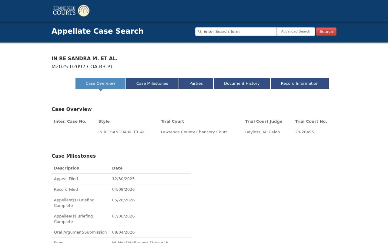 Lawrence County civil court docket appellate field layout