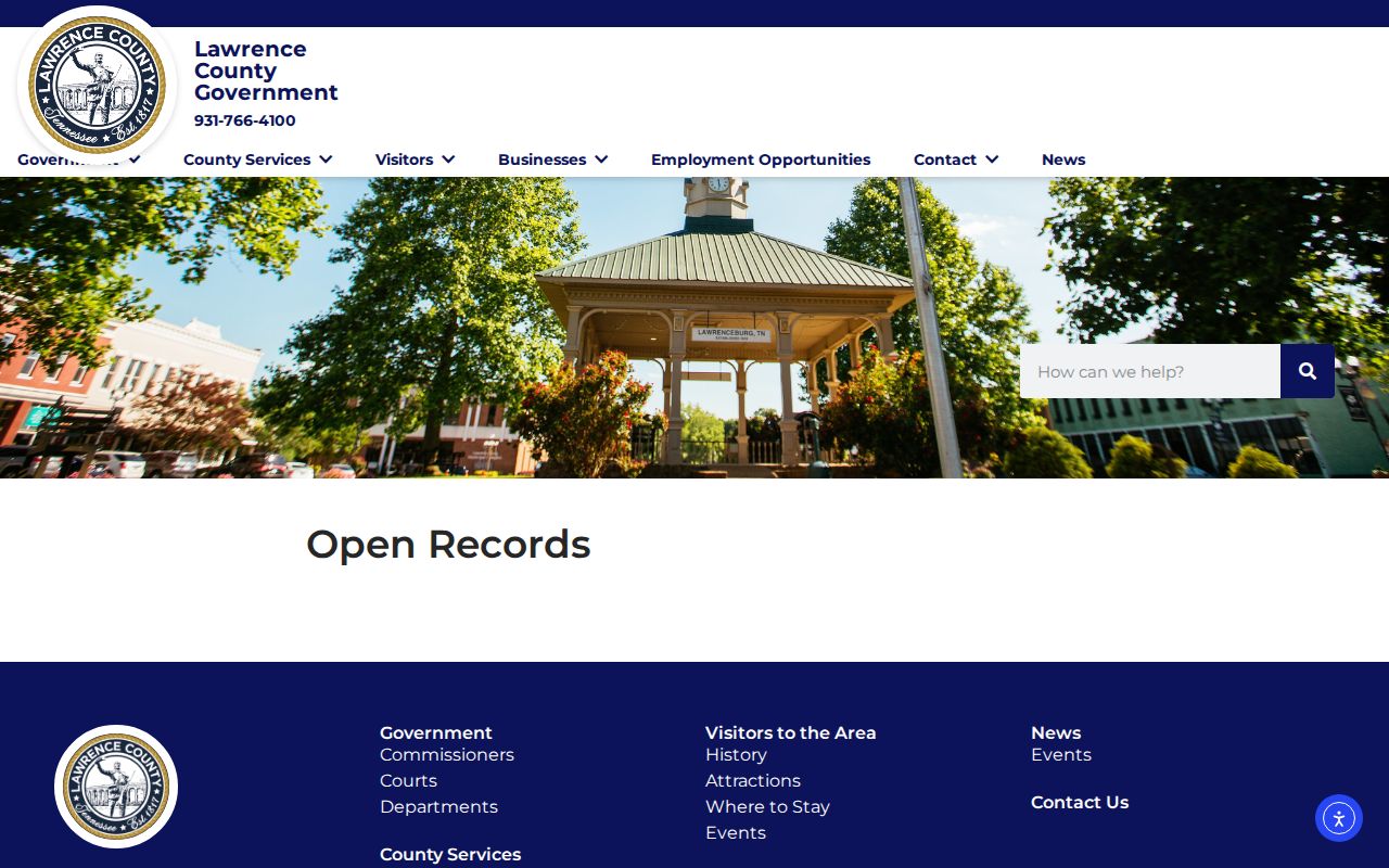 Lawrence County court case records open-records page