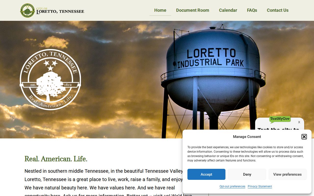Official Loretto homepage with traffic fine payment link